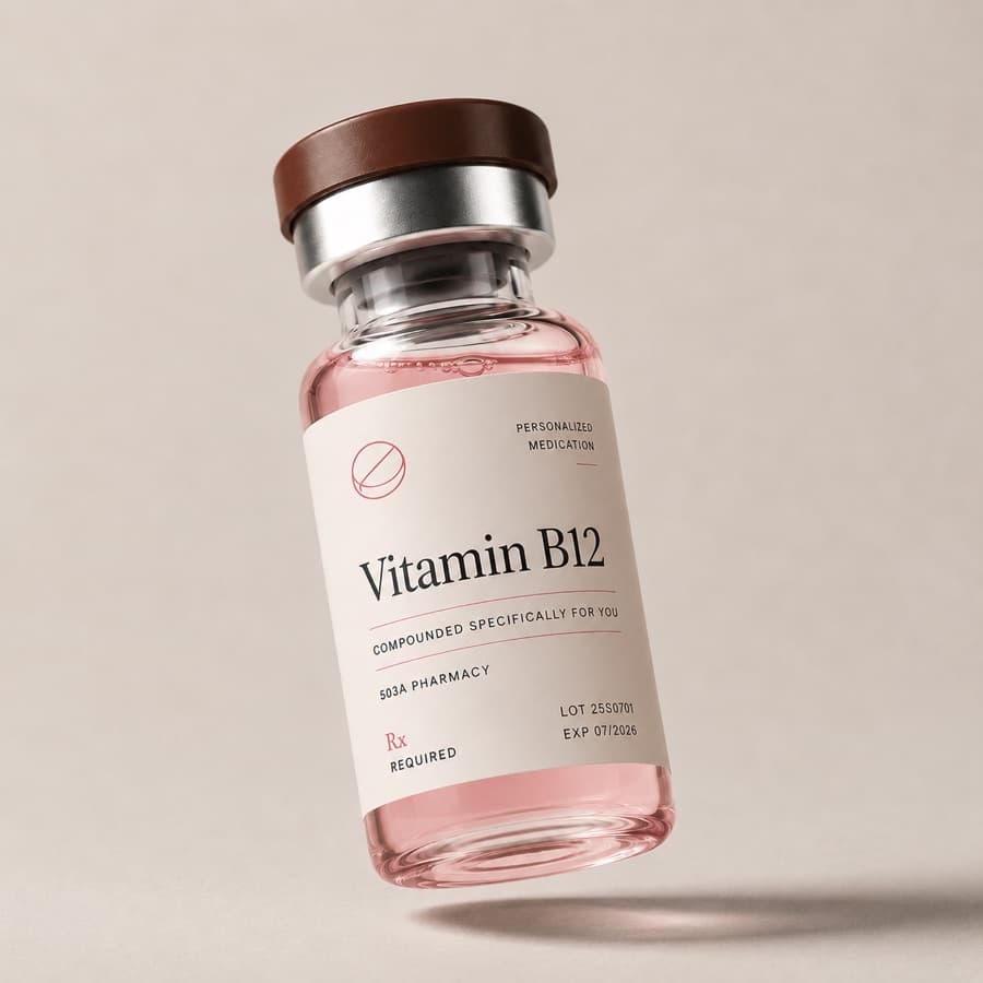 Compounded vitamin B12 injection vial