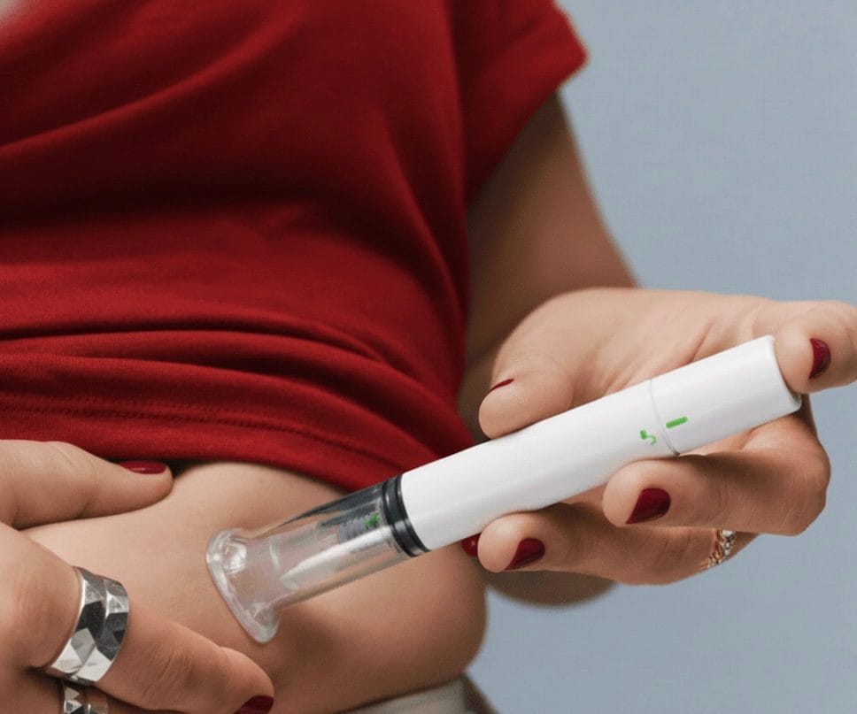 Close-up of a weekly GLP‑1 injection pen